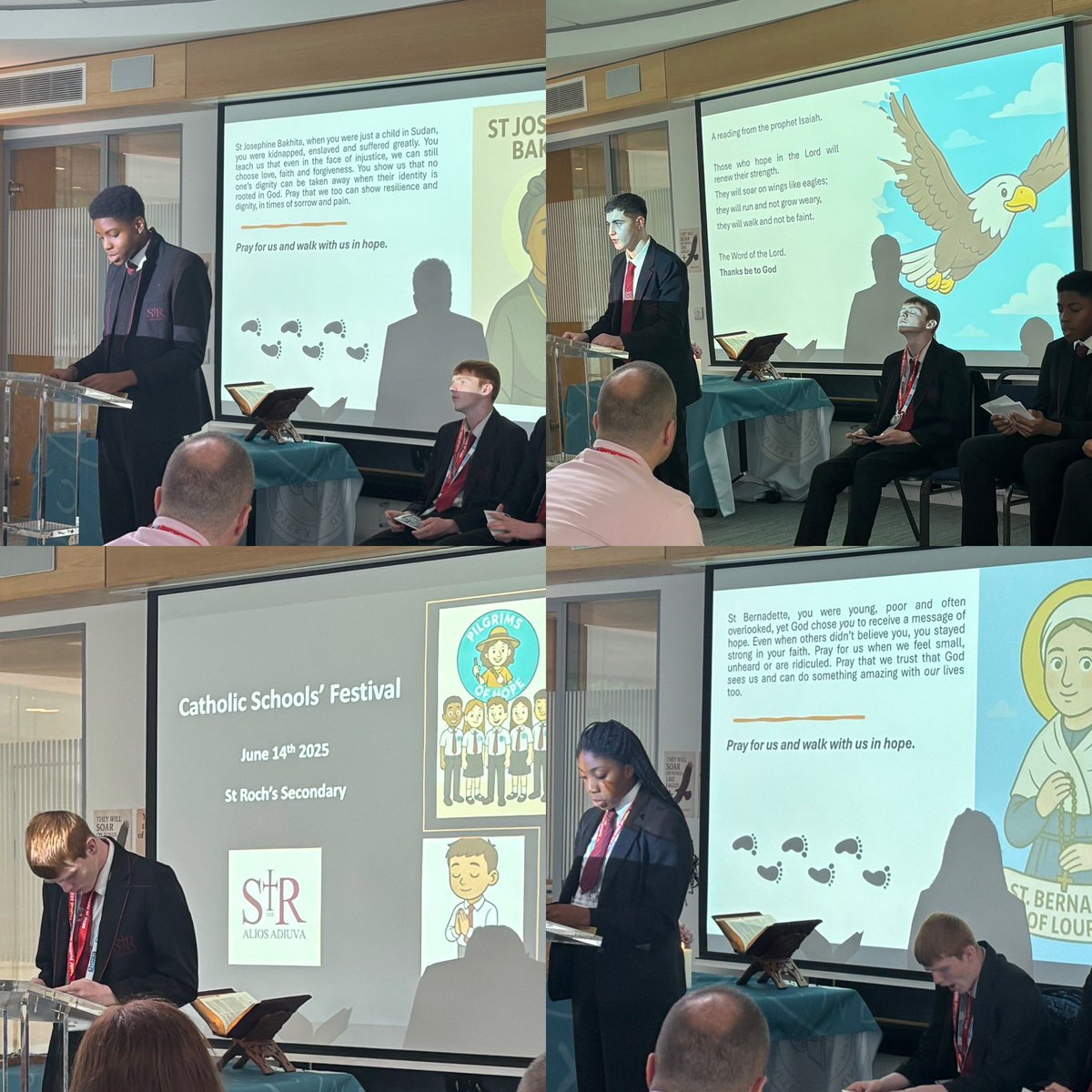St Roch’s RE & Caritas (@strochre) on Twitter photo So proud of our senior pupils Riley, John, Jeremiah & Deborah who led one of today’s prayer sessions at the Catholic Schools Festival. In front of delegates, school staff, clergy and the Scottish Bishops, they represented <a href="/St_Rochs/">St Roch's Secondary</a> with faith, confidence and joy. A wonderful day! So proud of our senior pupils Riley, John, Jeremiah & Deborah who led one of today’s prayer sessions at the Catholic Schools Festival. In front of delegates, school staff, clergy and the Scottish Bishops, they represented <a href="/St_Rochs/">St Roch's Secondary</a> with faith, confidence and joy. A wonderful day!