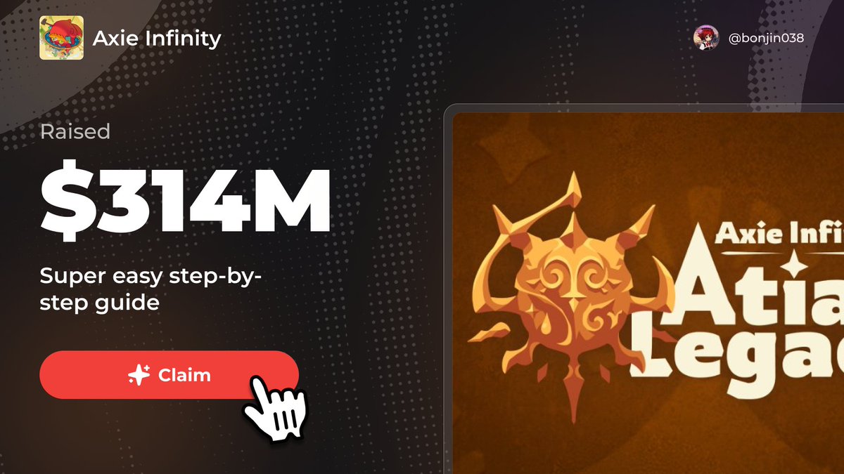 bonjin038's tweet image. Super easy steps to get CONFIRMED AXIE AIRDROP [$314M]      

- Cost: FREE  
- Time: 5 min
- Potential: $13,720+

Most will scroll. The smart 1% will act. Be one of them 👇🧵