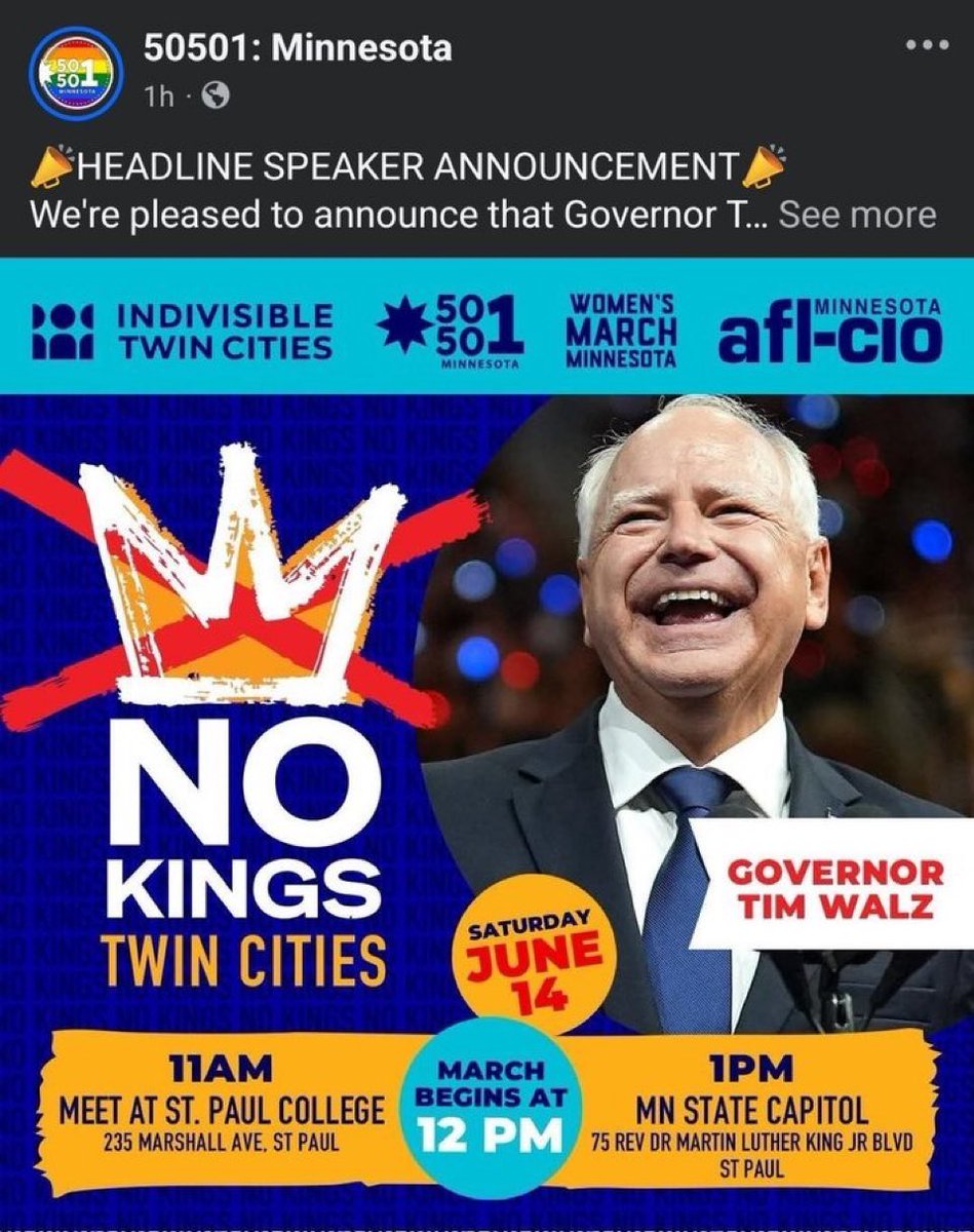 Today, a Democrat appointed by <a href="/Tim_Walz/">Tim Walz</a> in Minnesota went to the home of a Democrat lawmaker who voted this week with Republicans to take healthcare away from illegal Aliens. 

Police found flyers for the “No Kings” protest in the shooter’s car. 

This is the same group that