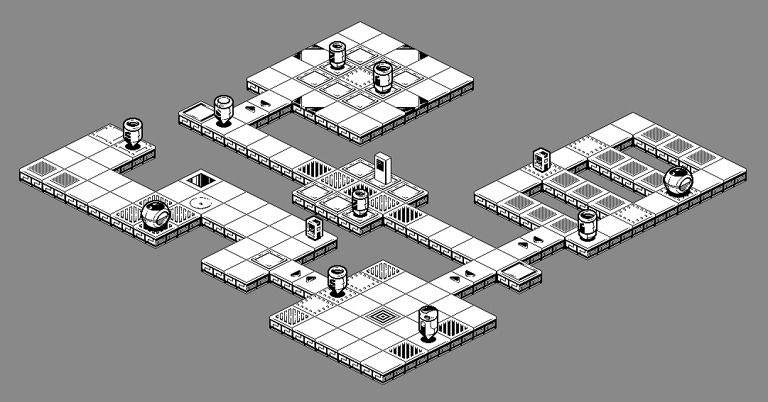 EricRetro's tweet image. Playing with some of the new tile graphics from @hot_piping. Still far from the finished look, but coming along nicely. #zyphatron #screenshotsaturday #gamedev #indiedev #pixelart #playdate bitglint.co.uk