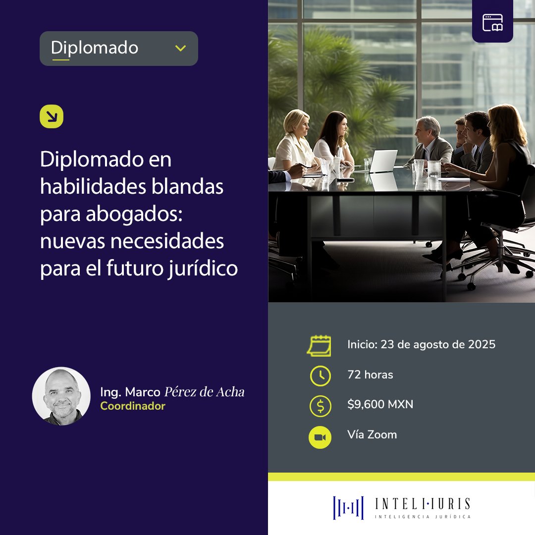 ¿Sabías que de acuerdo a algunos indicadores, las habilidades blandas potencian el 85% del éxito profesional? 
🚀 Fortalece comunicación, liderazgo y gestión emocional en nuestro 
Diplomado en línea. Iniciamos el 23 de agosto. 
👉 bit.ly/4d75PFY
#LiderazgoParaAbogados