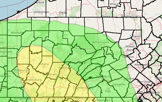 NWSStateCollege's tweet photo. The Weather Prediction Center has expended today's Slight risk for excessive rainfall into southwestern and south-central PA. The mid-afternoon radar shows showers & thunderstorms developing, and these are expected to progress southeastward across the region this aftn/eve. #ctpwx https://t.co/irryxoYIFB