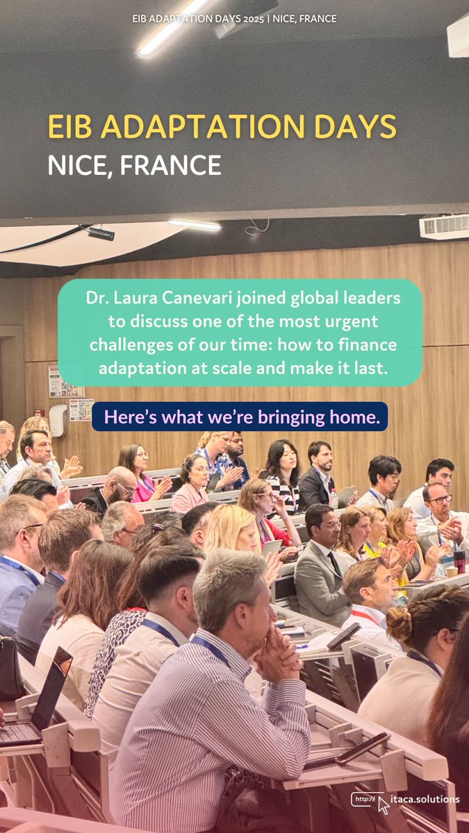 ItacaSolutions's tweet image. At EIB Adaptation Days, the message was clear: resilience must be financed like the high-value investment it is. 🌍 Our CEO joined global leaders in France to rethink how we scale adaptation.💡 Read our key insights here: bit.ly/4jQSlzZ #EIBAdaptationDays @EIB