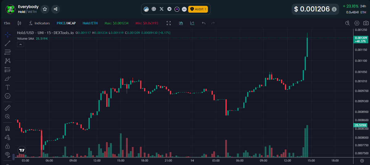 Sometimes its just too damn easy!!! WHen there is NO supply left and the demand just keeps increasing bc of the setup of the WEEKLY chart, its easy to predict what will happen.. This is $TEL all over again imo, but to a different capacity.. Not utility, but meme cto

$HOLD