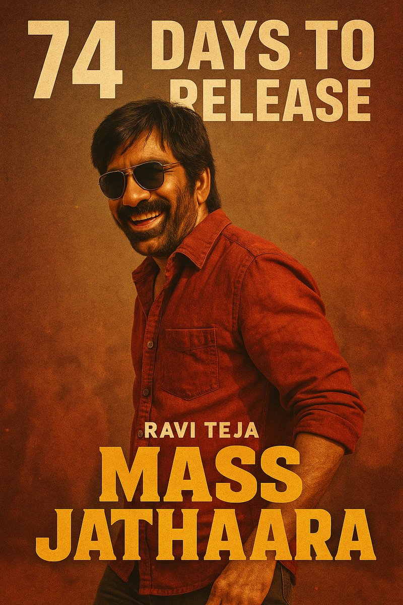 iamrounak11's tweet photo. Mass Jathaara Begins! 💥
Ravi Teja is back to set the screens on fire!
🔥 74 Days to Go 🔥
#MassJathaara #RaviTeja #CountdownBegins #TollywoodMassKing #74DaysToGo
#RT76 https://t.co/yP3mG0IIJW