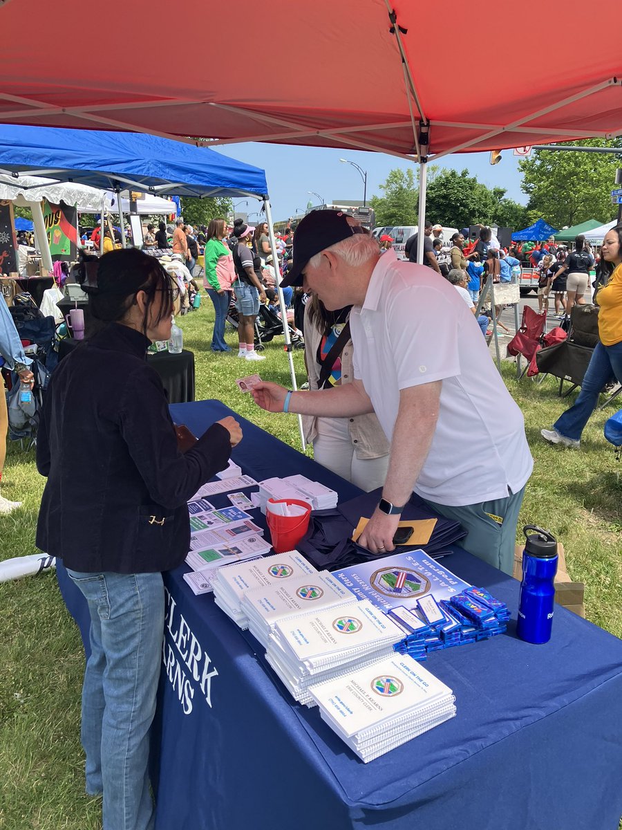 Erie County Clerk Mickey Kearns (@eriecountyclerk) on Twitter photo Proud to again take part in the 50th Annual <a href="/JuneteenthofBuf/">Juneteenth of Buffalo Festival</a> Festival as we celebrate freedom, unity & the resilience of the black community.
Our #ClerkOnTheGo team is sharing vital information in MLK Park. Stop by our tent, ask questions & grab a bag!
#HappyJuneteenth ❤️💛💚🖤 Proud to again take part in the 50th Annual <a href="/JuneteenthofBuf/">Juneteenth of Buffalo Festival</a> Festival as we celebrate freedom, unity & the resilience of the black community.
Our #ClerkOnTheGo team is sharing vital information in MLK Park. Stop by our tent, ask questions & grab a bag!
#HappyJuneteenth ❤️💛💚🖤