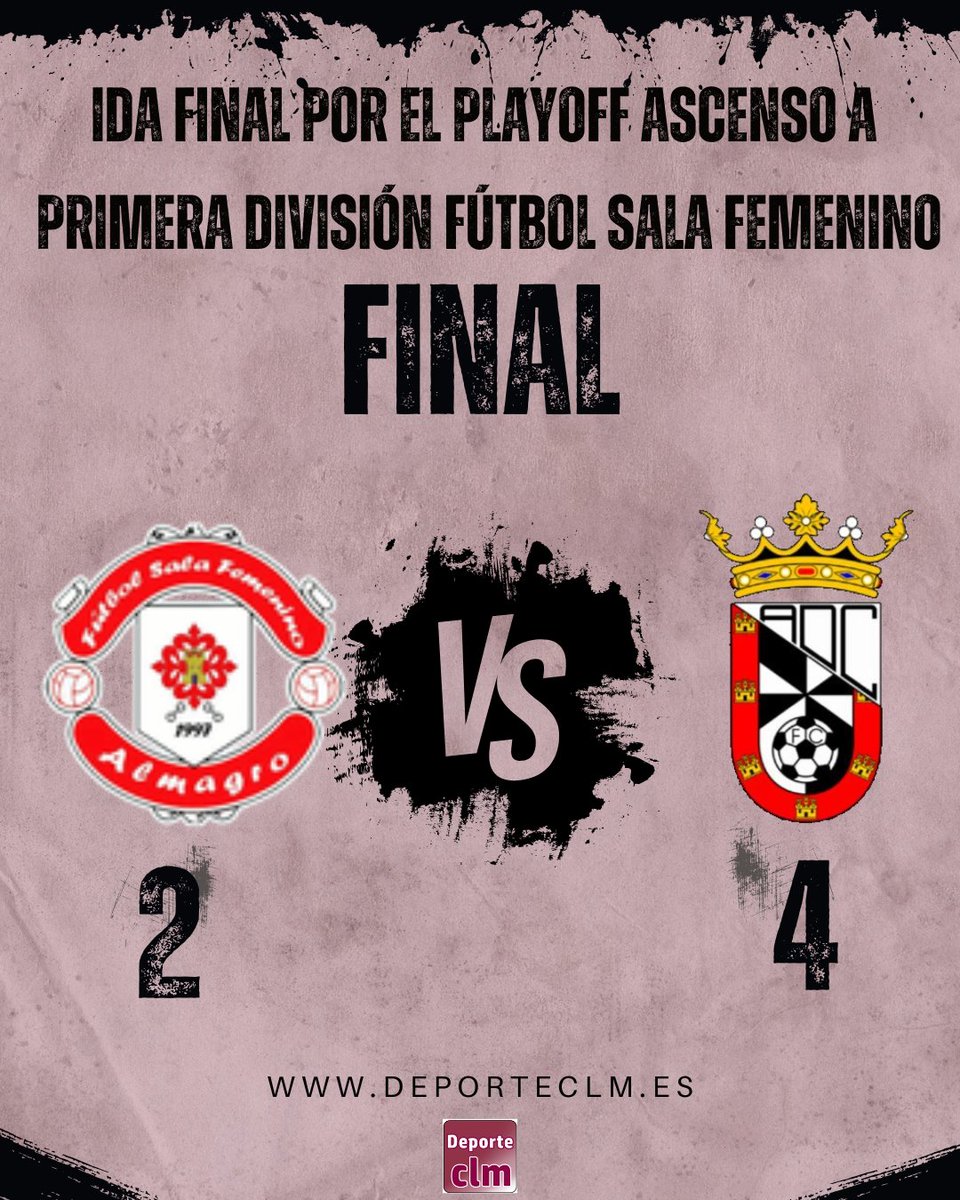 Deporte CLM (@deporteclm) on Twitter photo ¡FINAL!
Derrota por 2-4 para el <a href="/AlmagroFSFclub/">Almagro F.S.F</a> que tendrá que remontar en el partido de vuelta en Ceuta para lograr el ascenso. ¡FINAL!
Derrota por 2-4 para el <a href="/AlmagroFSFclub/">Almagro F.S.F</a> que tendrá que remontar en el partido de vuelta en Ceuta para lograr el ascenso.