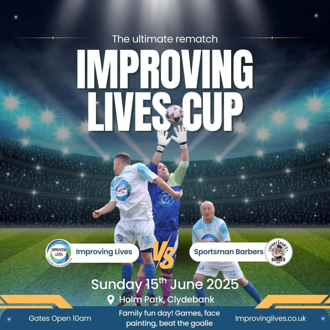 Remember that our Improving Lives Cup takes place this weekend - Sunday 15th June. 
It’s a family fun day and charity football match all rolled in to one so bring the kids! 

£3 entry on the gate.
Free gifts for kids!
