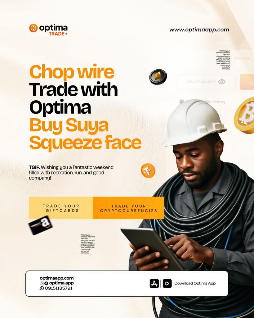 We no fit lie for you nah. Trade all your Giftcard and Crypto Currency with Optima today!! #optima #optimaplus #optimatradeplus  #cryptonews  #cryptocurrency  #giftcard