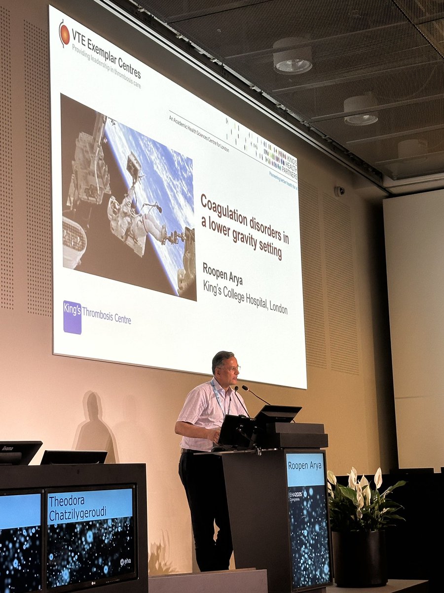 AryaRoopen's tweet image. Wonderful to participate in first #Space #Haematology session at a Haematology conference thanks to #EHA2025 ! Pleasure to share the stage with @joseph_borg_ & Judith-Irina Buchheim covering rbc, wbc and clotting changes in space. @EHA_Hematology @BritSocHaem @ASH_hematology