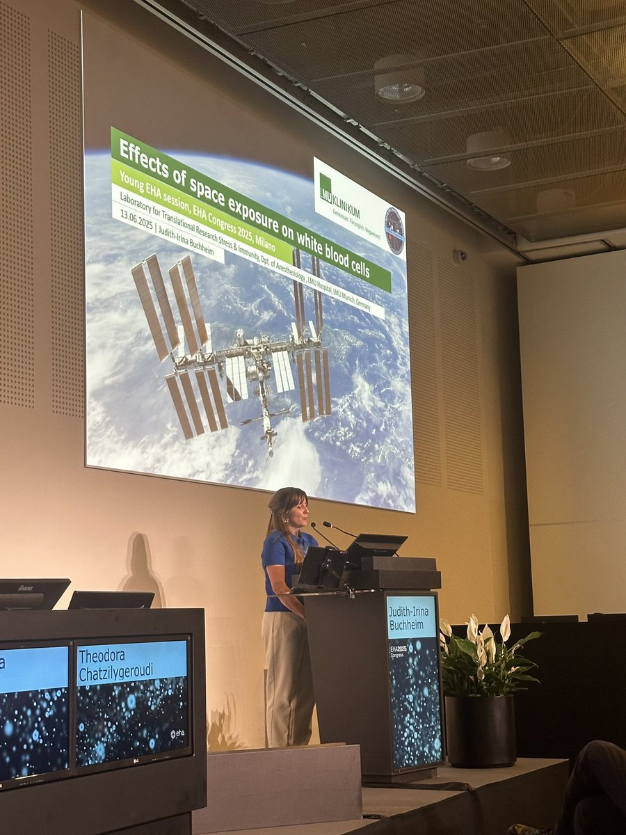 AryaRoopen's tweet image. Wonderful to participate in first #Space #Haematology session at a Haematology conference thanks to #EHA2025 ! Pleasure to share the stage with @joseph_borg_ & Judith-Irina Buchheim covering rbc, wbc and clotting changes in space. @EHA_Hematology @BritSocHaem @ASH_hematology
