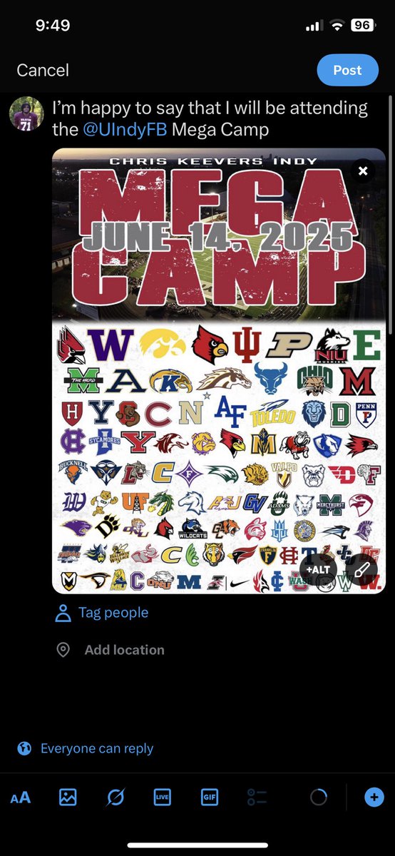 I had a great time competing <a href="/UIndyFB/">UIndy Football</a> Mega camp with my friends and peers