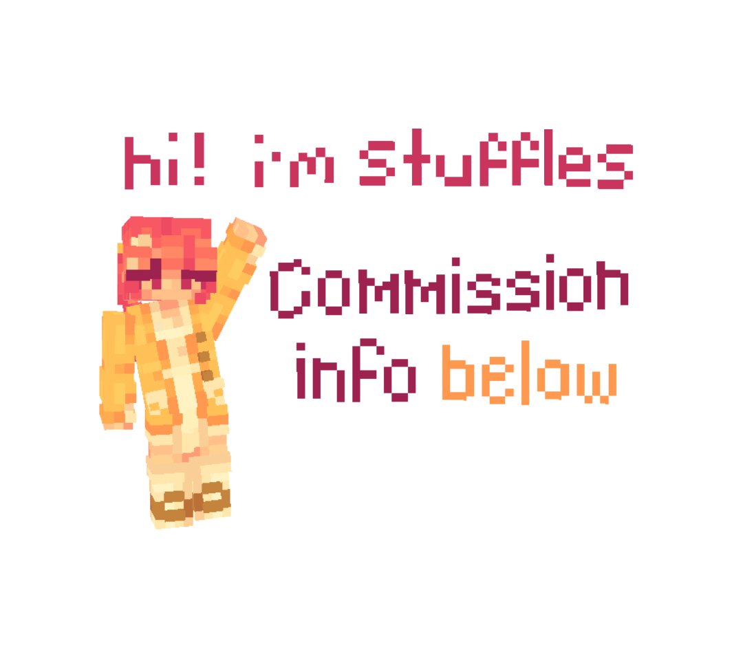 SleepyStufful's tweet image. hi! im stuffles and ive been making minecraft skins for about 10 years now and have worked on a variety of projects alongside content creators such as tinakitten, quackity, dtowncat, jinkiwinkki &amp; many more! &lt;3
more information on my comms can be found below this tweet
