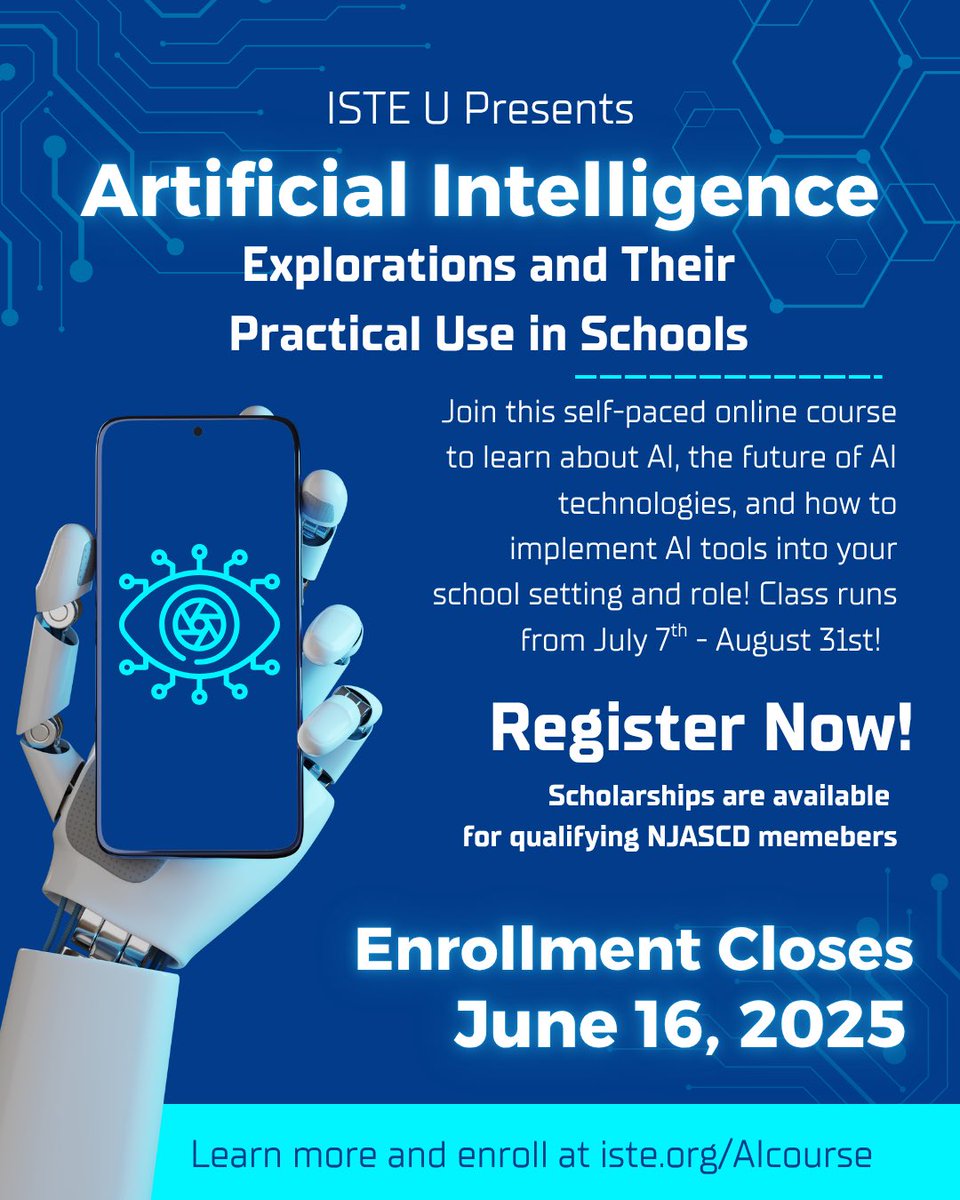 Kate Lemerich (@klemerich) on Twitter photo 🎓 Apply by 6/16! We’re proud to offer NJASCD educators the chance to join the <a href="/ISTEofficial/">ISTE</a> AI Explorations for Educators course this summer. Apply to see if you’re eligible: docs.google.com/forms/d/e/1FAI… <a href="/njascd/">NJASCD</a> <a href="/NJASCDNorth/">NJASCDNorth</a> <a href="/NJASCDSouth/">NJASCDSouth</a> <a href="/NJASCDCentral/">NJASCD Central</a> 🎓 Apply by 6/16! We’re proud to offer NJASCD educators the chance to join the <a href="/ISTEofficial/">ISTE</a> AI Explorations for Educators course this summer. Apply to see if you’re eligible: docs.google.com/forms/d/e/1FAI… <a href="/njascd/">NJASCD</a> <a href="/NJASCDNorth/">NJASCDNorth</a> <a href="/NJASCDSouth/">NJASCDSouth</a> <a href="/NJASCDCentral/">NJASCD Central</a>