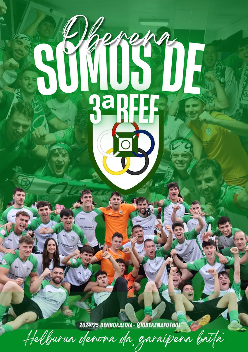 Oberenafutbol's tweet photo. 🟢 El objetivo es de todos, la victoria también. 
⚪️ Helburua denona da, garaipena baita.

🏆SOMOS DE 3ªRFEF-EKOAK GARA https://t.co/oQRkkcE5WE
