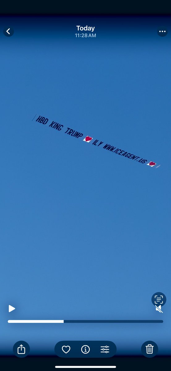chrissgardner's tweet image. President Donald Trump’s birthday celebration has reached the California coast. There’s a plane above Santa Monica Beach trailed by a sign that reads, “HBD King Trump ILY” along with a website that promotes “NFT for patriots.”