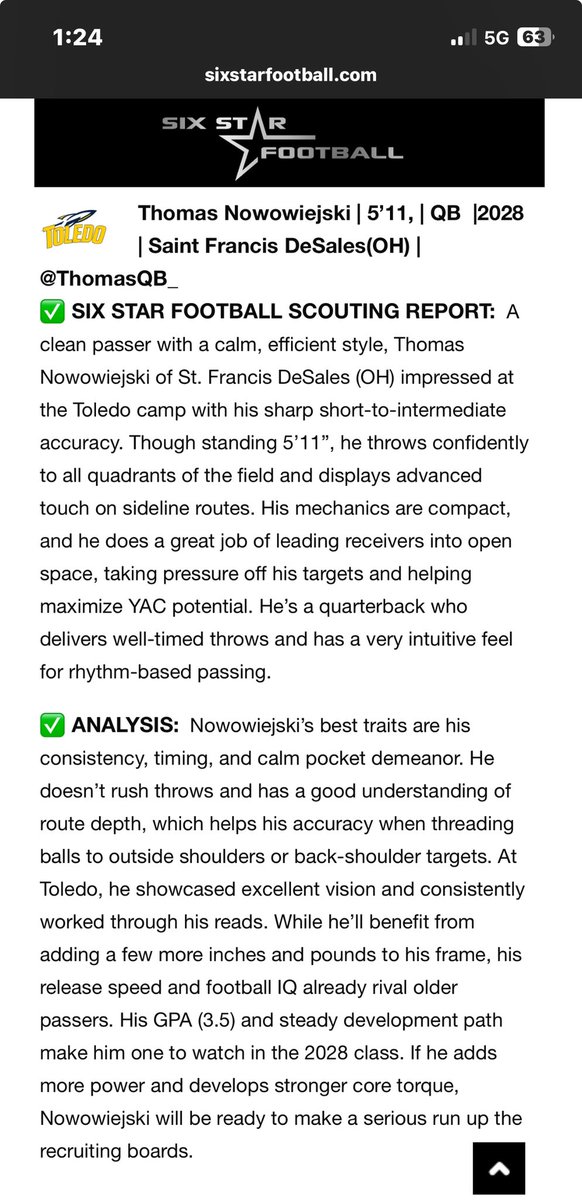 Thank you <a href="/sixstarfootball/">Six Star Football | PLUS+</a> for the write up <a href="/Coach_JLindke/">Josh Lindke ⚔️</a>