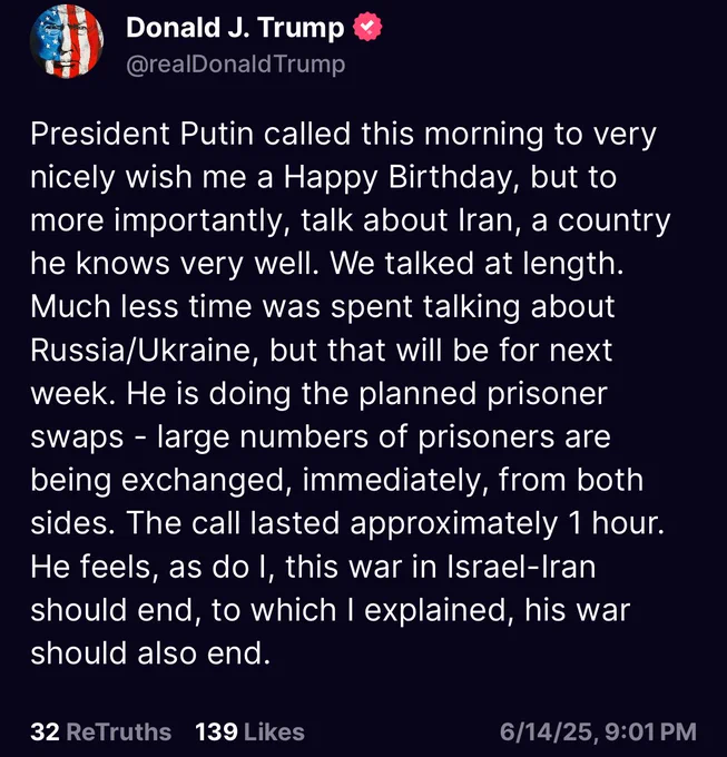 🚨 BREAKING: "Trump commenta la telefonata con Putin: tensioni tra Iran e Israele al centro del dialogo"