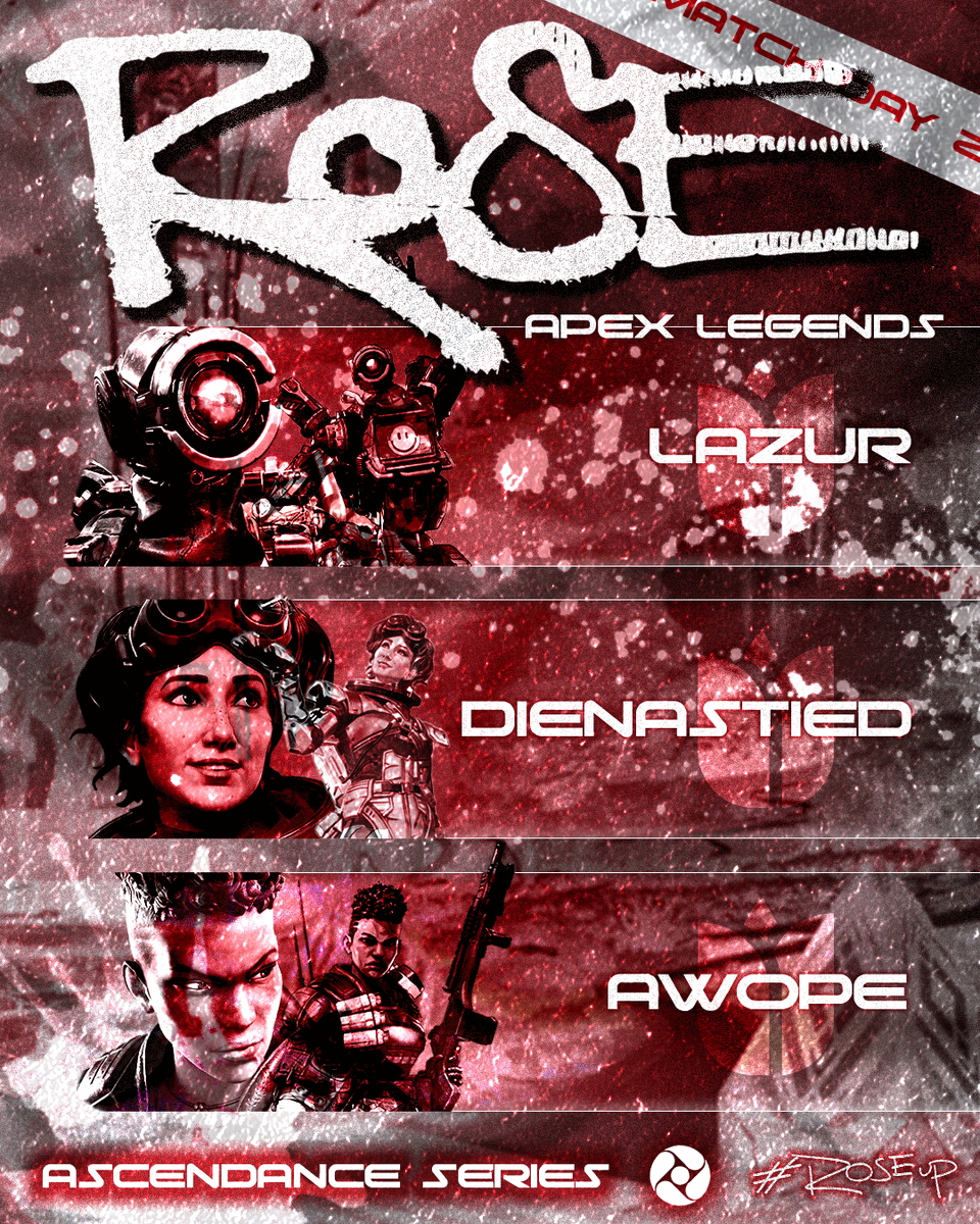 ROSE (@theroseorg) on Twitter photo RUCK UP IT'S TIME TO MOVE OUT βοΈ
ππππ Apex Legends is back again for Match Day 2 of the <a href="/CCEUCX/">CCE UCX β©</a> $10,000 Ascendance Series!
Start time is 5:00 PM EST!
ROSTER
π€ <a href="/_Lazurr_/">Lazur</a>
βοΈ <a href="/DieNastied/">DieNastied</a>
π« <a href="/Awope_/">Awope</a> RUCK UP IT'S TIME TO MOVE OUT βοΈ
ππππ Apex Legends is back again for Match Day 2 of the <a href="/CCEUCX/">CCE UCX β©</a> $10,000 Ascendance Series!
Start time is 5:00 PM EST!
ROSTER
π€ <a href="/_Lazurr_/">Lazur</a>
βοΈ <a href="/DieNastied/">DieNastied</a>
π« <a href="/Awope_/">Awope</a>