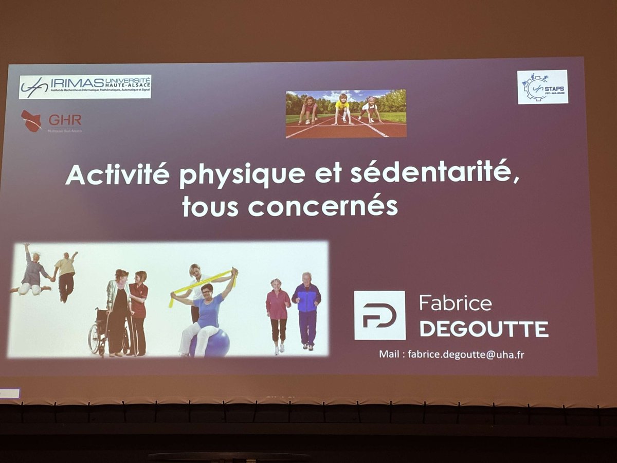 FDEGOUTTE_PhD's tweet image. Ravi d’avoir participé au séminaire du conseil de direction @ghrmulhouse_sa pour parler d’activité physique et de sédentarité.
@MulhouseAgglo @UHA68 @ghrmsa #conference #activitephysique #sedentarite