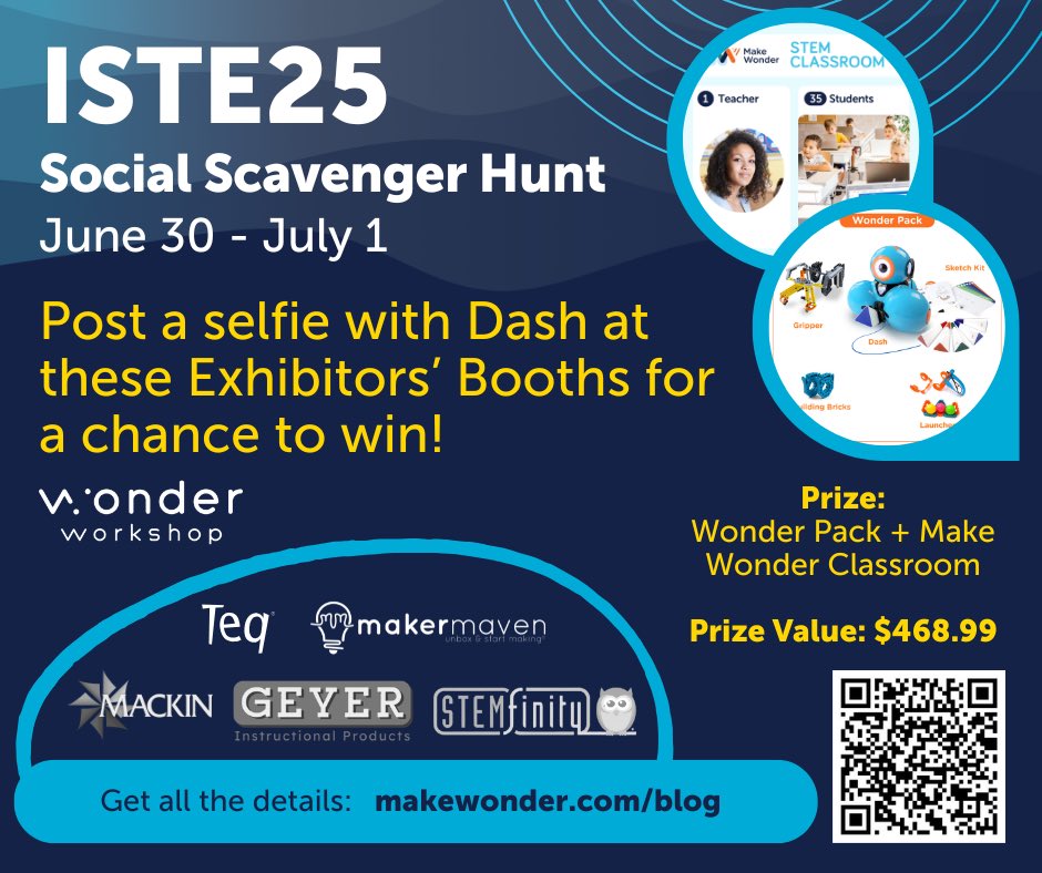 Wonder Workshop (@wonderworkshop) on Twitter photo Heading to #istelive25 in San Antonio? From June 30-July 2, we are teaming up with our reseller partners at ISTE to turn their booths into selfie stations for a Social Scavenger Hunt Giveaway.
<a href="/GeyerClassroom/">Geyer Instructional</a> <a href="/MackinLibrary/">Mackin Educational Resources</a> <a href="/maker_maven/">Maker Maven</a> <a href="/STEMfinity/">STEMfinity</a> <a href="/OTIS4educators/">OTIS for educators</a> Heading to #istelive25 in San Antonio? From June 30-July 2, we are teaming up with our reseller partners at ISTE to turn their booths into selfie stations for a Social Scavenger Hunt Giveaway.
<a href="/GeyerClassroom/">Geyer Instructional</a> <a href="/MackinLibrary/">Mackin Educational Resources</a> <a href="/maker_maven/">Maker Maven</a> <a href="/STEMfinity/">STEMfinity</a> <a href="/OTIS4educators/">OTIS for educators</a>