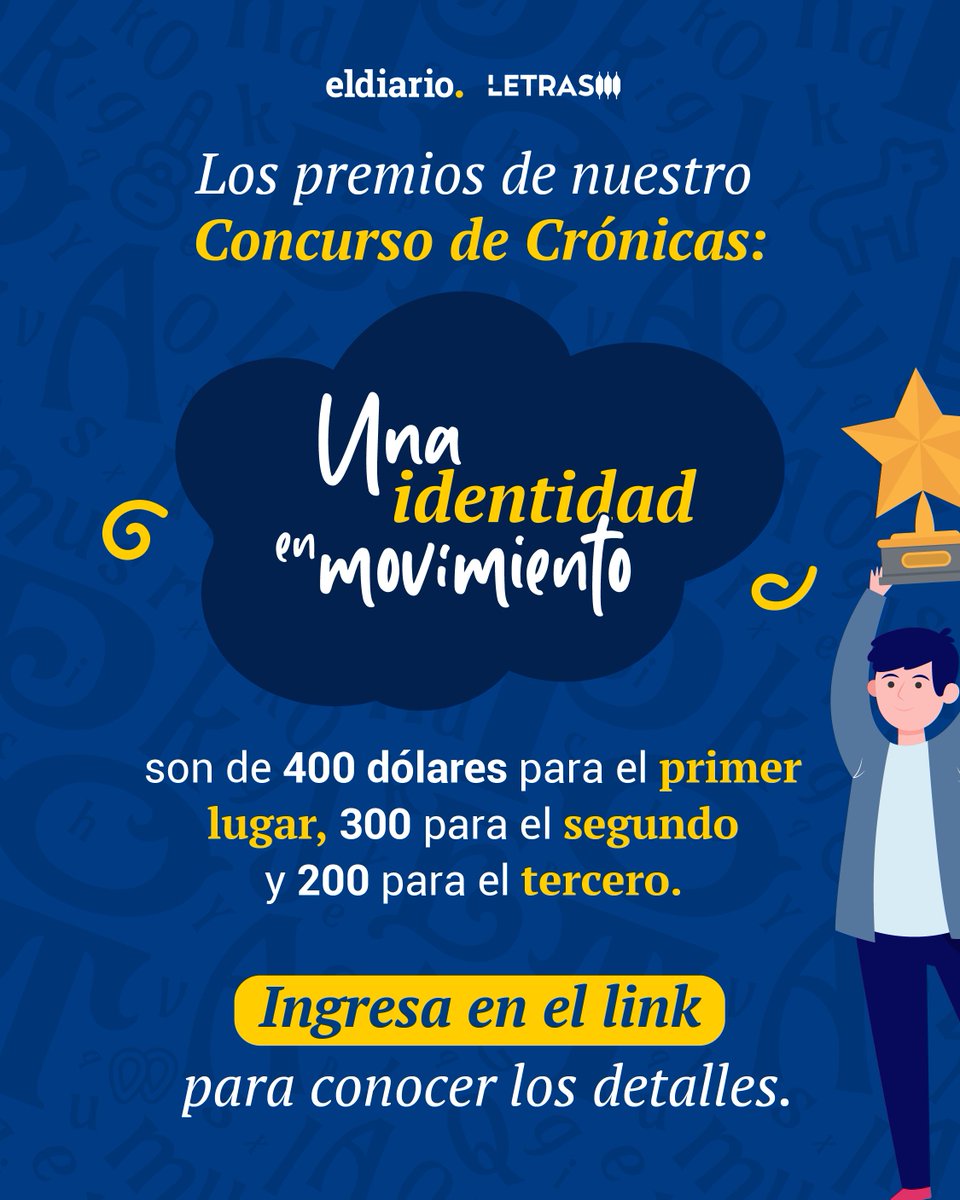 #Concurso | El jurado de nuestro Concurso de Crónicas: Una identidad en movimiento estará conformado por Marcelino Bisbal, Jacqueline Goldberg y Karina Sainz Borgo. El veredicto se anunciará el 28 de julio.
Mira cómo participar 👇

eldiario.com/2025/05/17/el-…