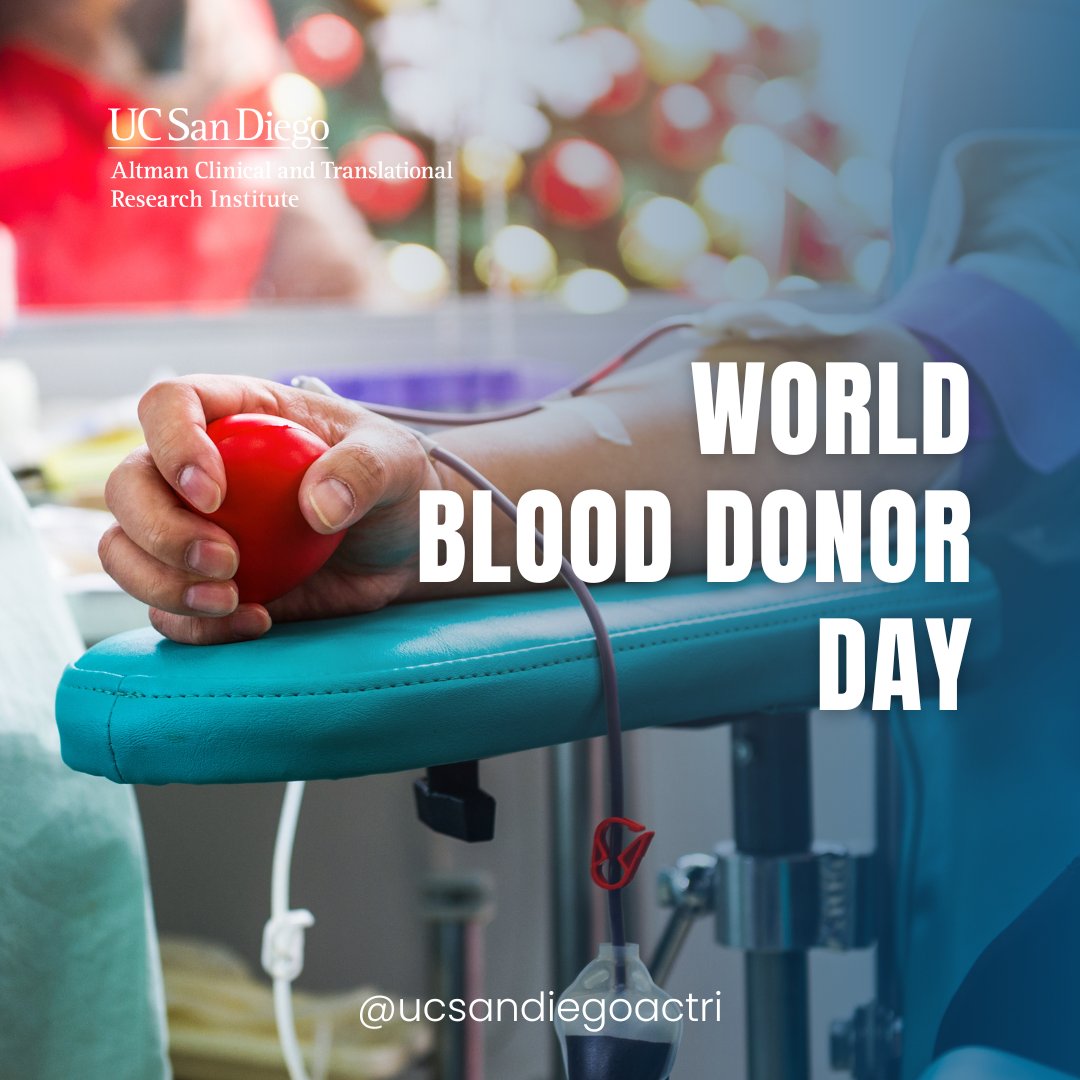 Today is World Blood Donor Day ❤️💉

Every donation is a gift of life. ACTRI supports research to make transfusions safer and more effective.

#WorldBloodDonorDay #GiveBlood #SaveLives #ACTRI #UCSDResearch #HealthInnovation