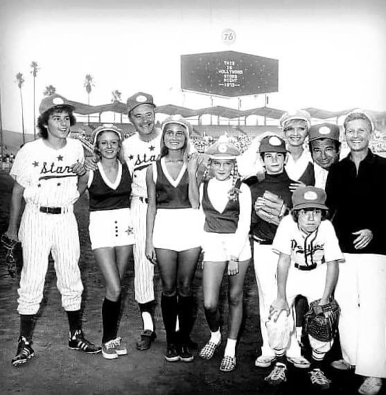 The Brady Bunch at a Dodgers game back in the day.