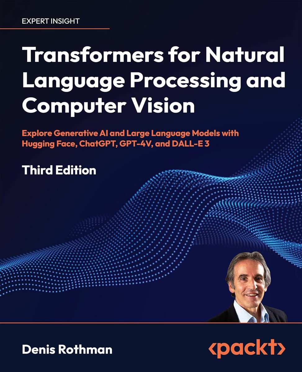 KirkDBorne's tweet photo. Very impressive! >> "Transformers for #NLProc and #ComputerVision: Explore #GenerativeAI and Large Language Models #LLMs with Hugging Face, GPT-4V, DALL-E 3,..." [3rd Edition] https://t.co/1FqW2ftckr
————
Huge, 728 pages of #AI #DeepLearning #MachineLearning #DataScience joy! https://t.co/GcdA5fQchN