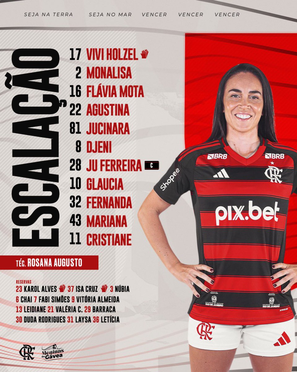 Flamengo's tweet photo. NOSSO TIME É A GENTE EM CAMPO! 1️⃣1️⃣✅

Esse é o onze inicial das #MeninasDaGávea para a partida contra o América-MG, pelo Brasileirão Feminino.

VVVAAAMMMOOOSS, FLAMMMEEENNNGOOOOO!

#FLAxAMG https://t.co/kivy0gvJJw