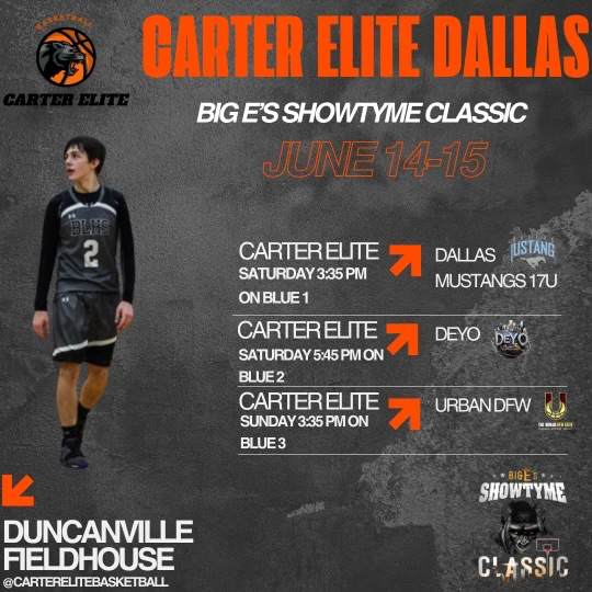 Schedule for this weekend at the Showtyme Classic.
<a href="/carterelitebbal/">Carter Elite Basketball</a>