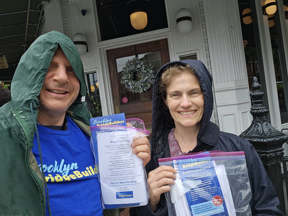 It’s pouring in Brooklyn, but our volunteers are out at early voting sites throughout the district, talking to neighbors &amp; standing up for change. We’re here to hold failed leaders accountable &amp; build a better #District39🗳️ Early voting is OPEN. Go vote! Let’s go Maya Kornberg!