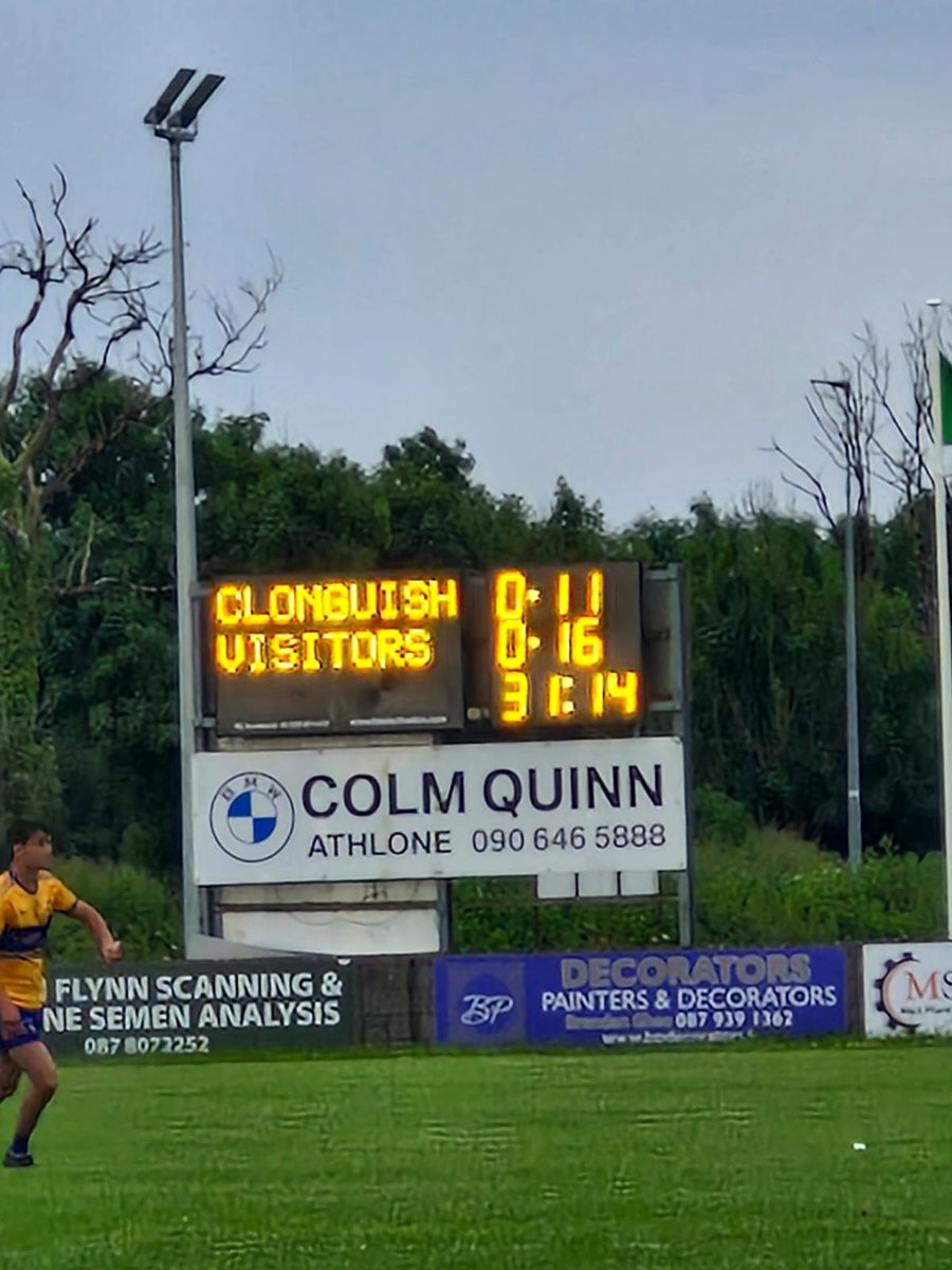 Full Time Score

Carrick 0-16
Clonguish 0-11

Well Done lads 🇺🇦🏐