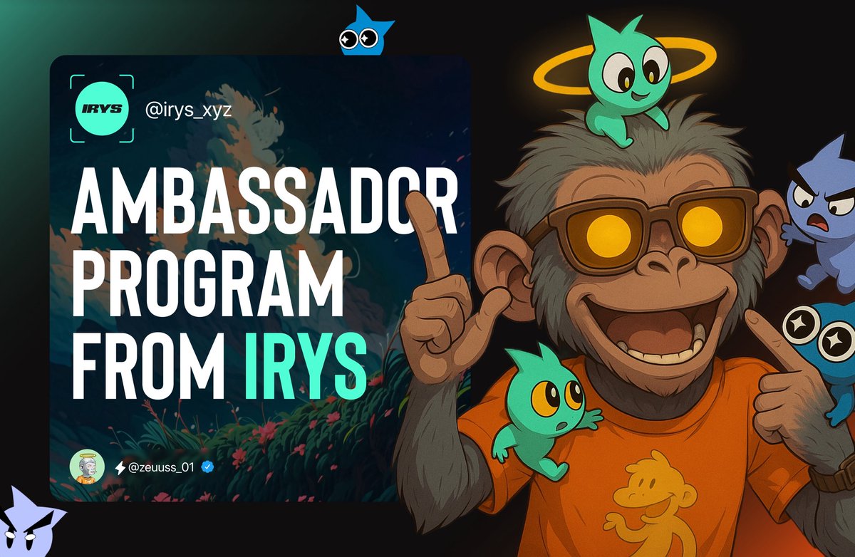zeuuss_01's tweet image. 𝐀𝐦𝐛𝐚𝐬𝐬𝐚𝐝𝐨𝐫 𝐏𝐫𝐨𝐠𝐫𝐚𝐦 𝐟𝐫𝐨𝐦 𝐈𝐫𝐲𝐬 🪂

[ $9M Raised ]

@irys_xyz announced its ambassador program to increase the visibility of your project

I applied and here's why you should too 👇

↳ Potential airdrop for content creators 
↳ Opportunity to work directly…