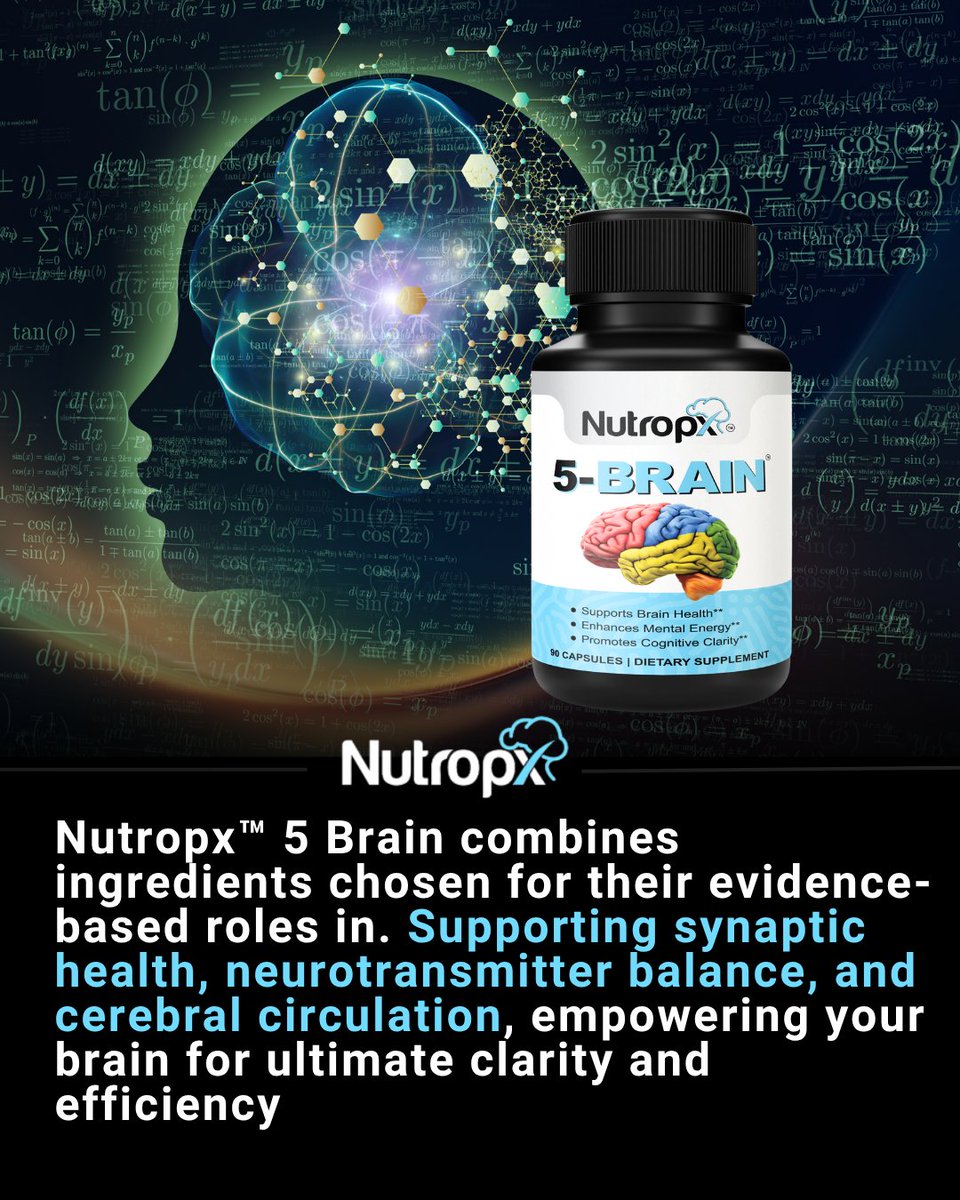 nutropx's tweet image. We don't leave your cognitive potential to chance. 5 Brain is a meticulously crafted formula, built on the foundations of neuroscience to help you achieve your sharpest mind #Nutropx #5Brain