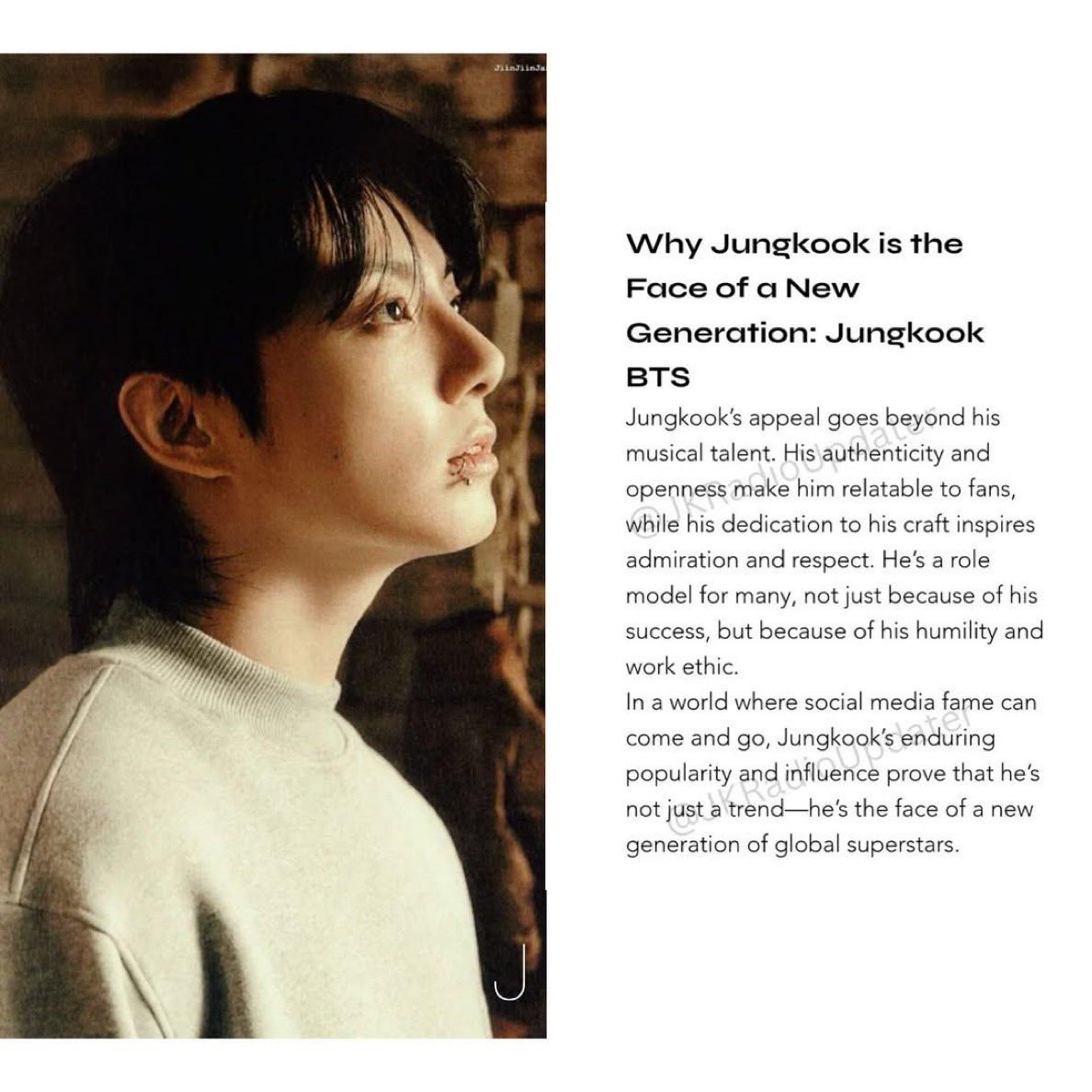 JUNGKOOK MAGAZINE COVER
JUNGKOOK MAGAZINE INTERVIEW