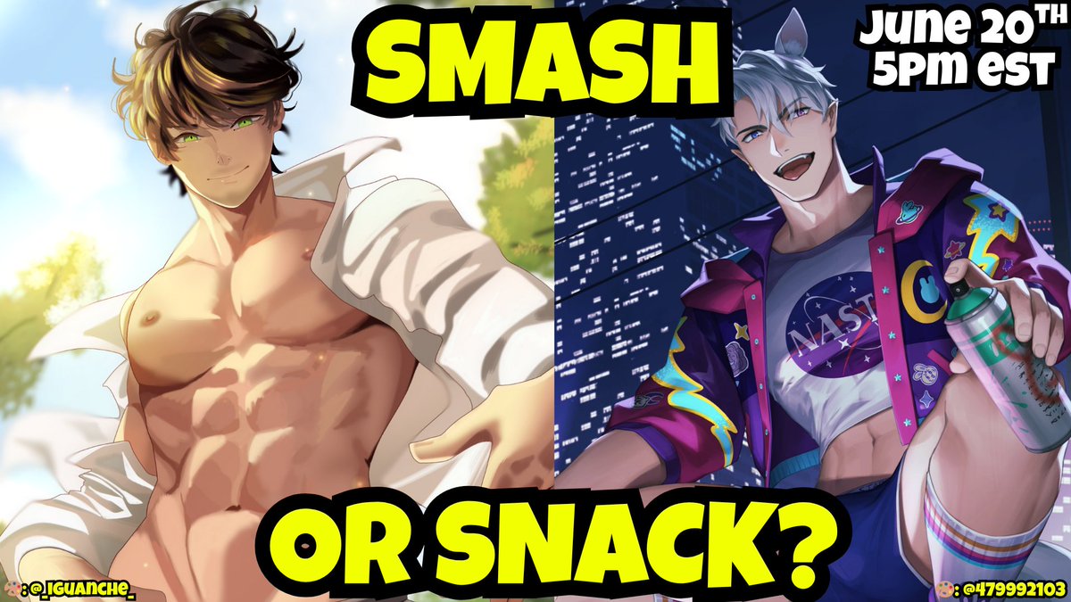 Avery ๐ ๐ Druid Vtuber (@averaey_) on Twitter photo SMASH OR SNACK? Drop your PNG's below โโ
To celebrate my birthday & 6 year Twitch anniversary me & <a href="/JackRabbitVT/">Jack Rabbit ๐๐</a> will be deciding whether we'd smash ๐ or if you just look too good as a snack (ใฃหฺกหฯ)
Make sure to join us live on my Twitch channel on June 20th @ 5PM EST! SMASH OR SNACK? Drop your PNG's below โโ
To celebrate my birthday & 6 year Twitch anniversary me & <a href="/JackRabbitVT/">Jack Rabbit ๐๐</a> will be deciding whether we'd smash ๐ or if you just look too good as a snack (ใฃหฺกหฯ)
Make sure to join us live on my Twitch channel on June 20th @ 5PM EST!