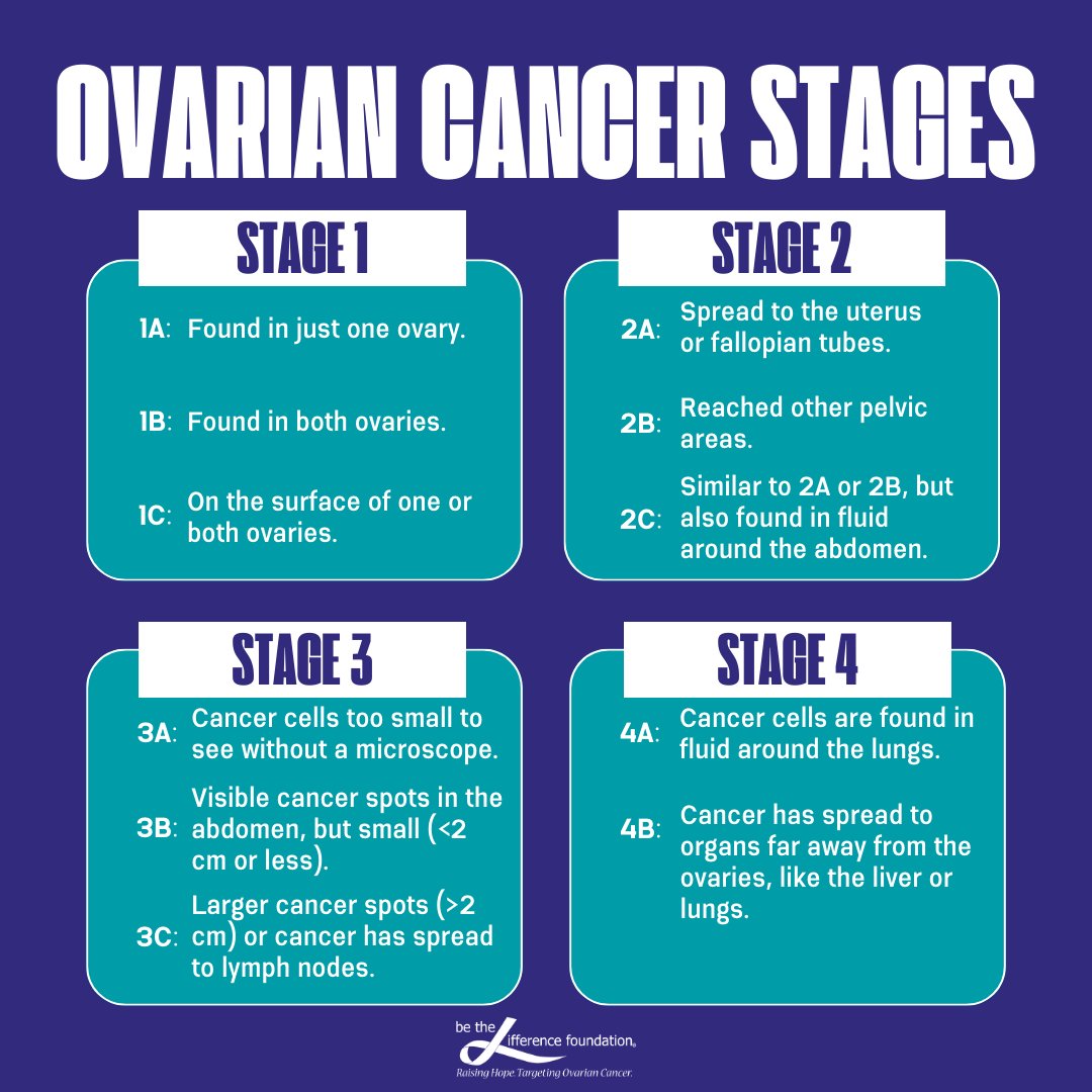 Remember, each journey is unique, but understanding the stages helps in navigating the path ahead.

If you or a loved one are facing this, know you're not alone.

Reach out, stay informed, and hold onto hope. 💜

#OvarianCancerAwareness #OvarianCancer
