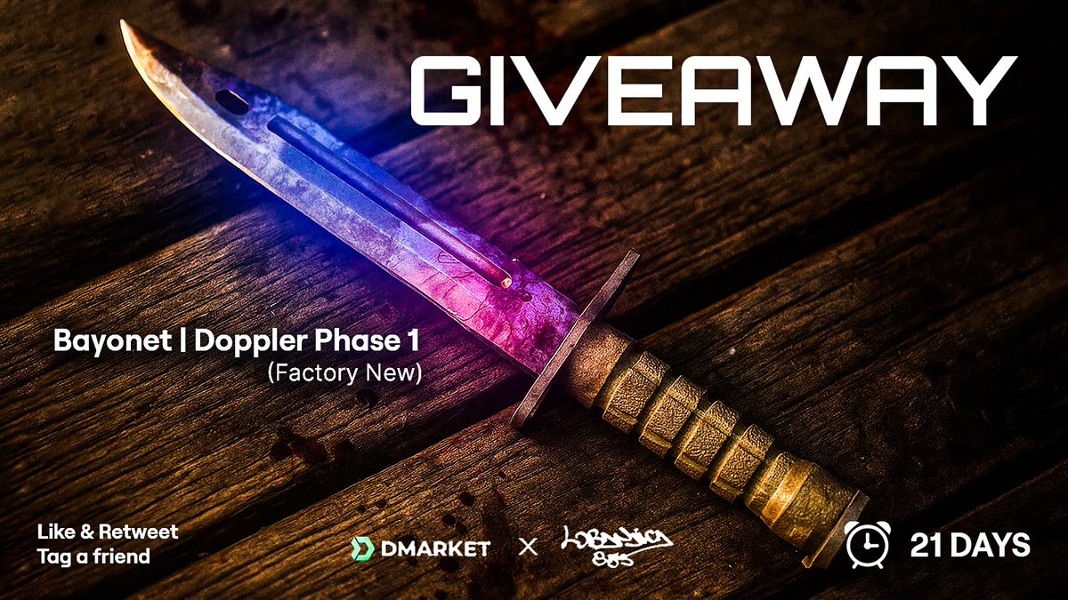 🎁 HUGE $1000 KNIFE GIVEAWAY 🎁

COMPLETE THE BELOW:

- follow <a href="/LobanjicaCS/">Lobanjica</a> + <a href="/DMarket/">DMarket</a>
- ⁠tag 1 or more friends
- ⁠like &amp; retweet
- ⁠use the below link to register because the skin will be sent to your dmarket account: go.dmarket.com/Loba

GL, picking winner in 21 days😄