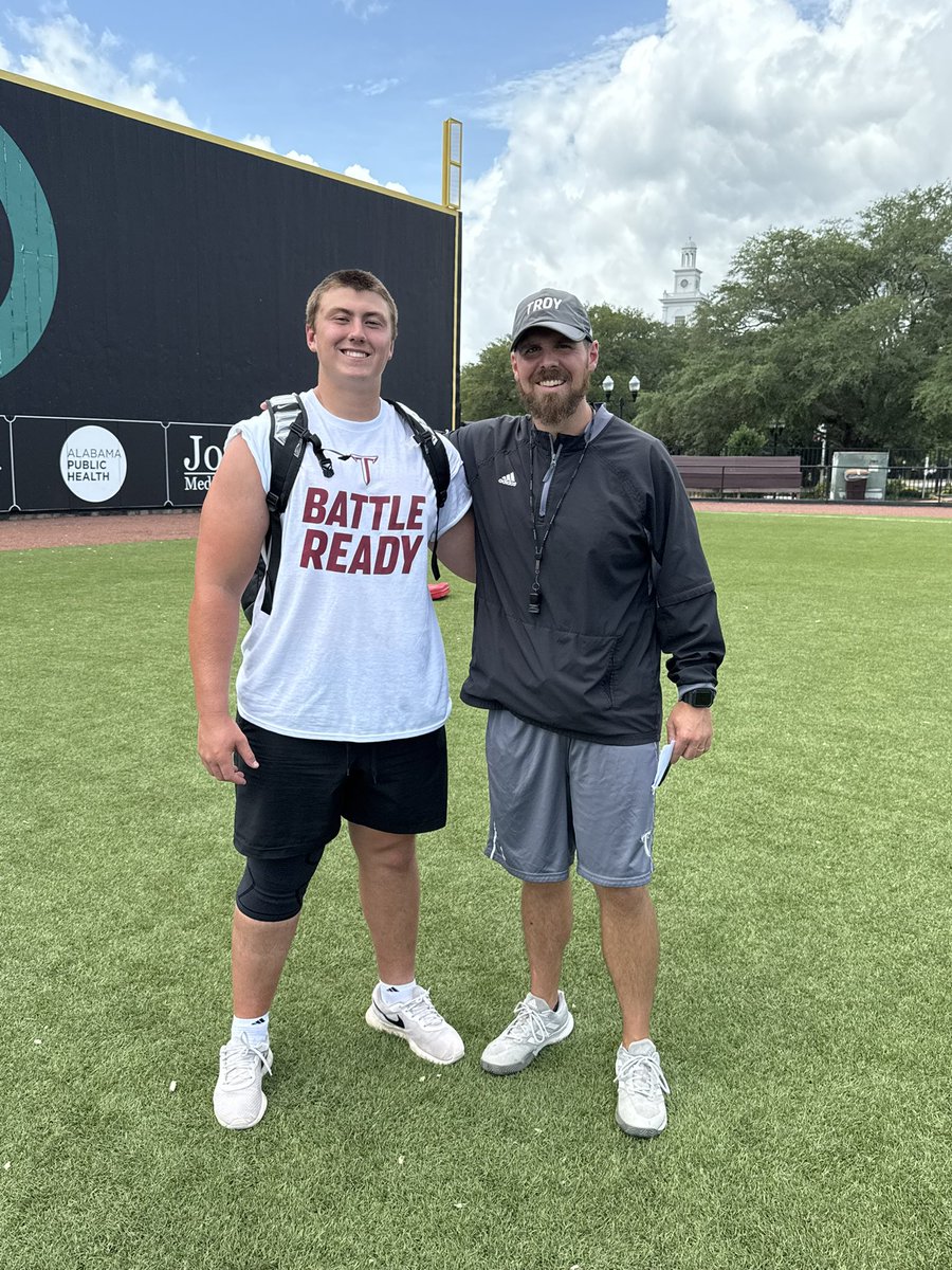 CadeSpenc14's tweet image. Had a great time at the @TroyTrojansFB big man camp on Monday with @Coach_Carbine