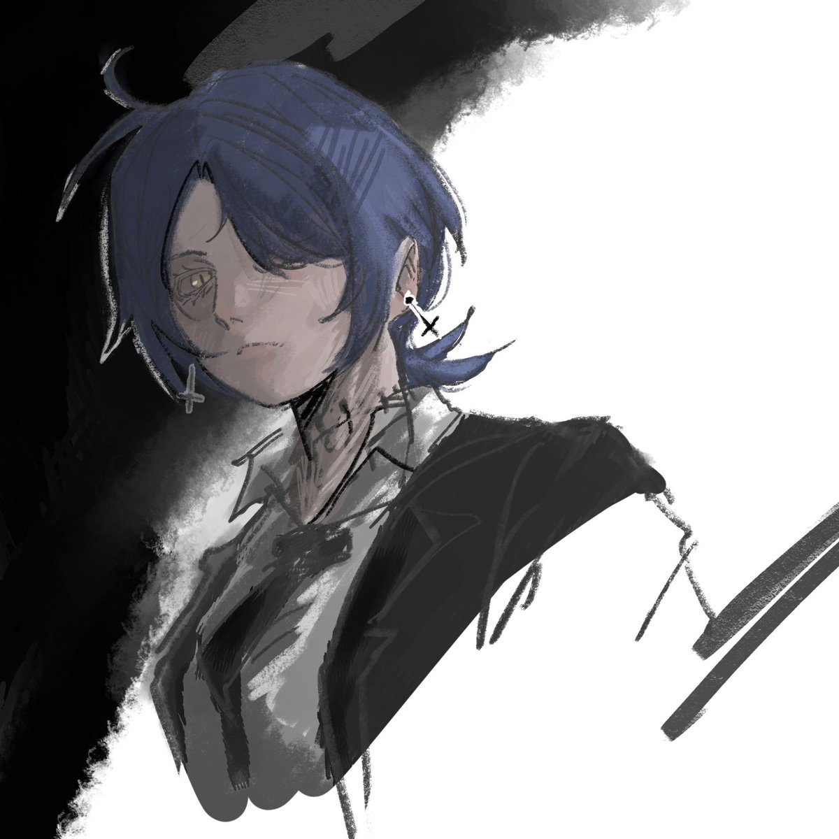 Namcha_fish's tweet image. Character doodle from yesterday