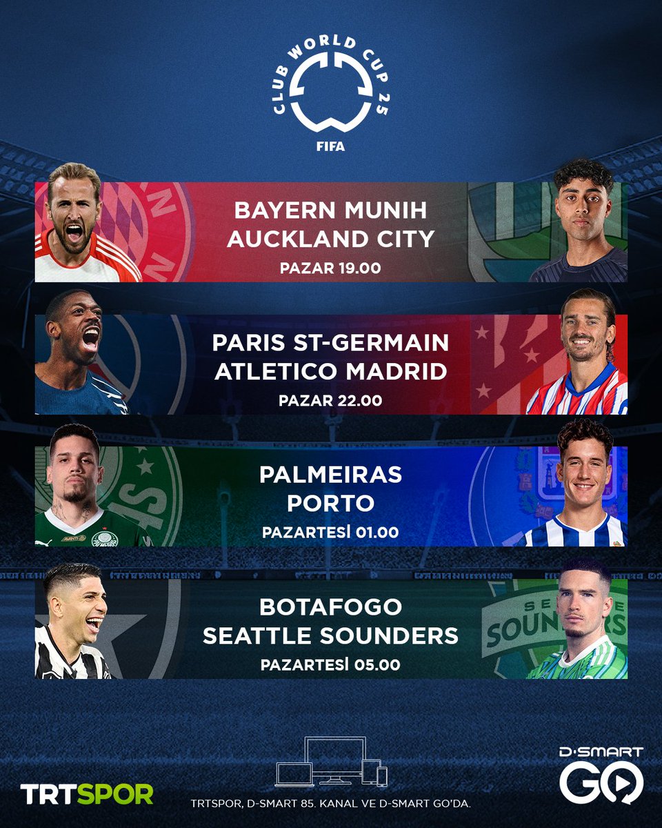 Devler arenası başlıyor! 4 maç, 8 takım, 1 kupa hedefi! 🏆

Bu dev mücadeleleri, TRT Spor ile #DSmartGO'da dilersen canlı, dilersen 3 güne kadar geri sar izle!
