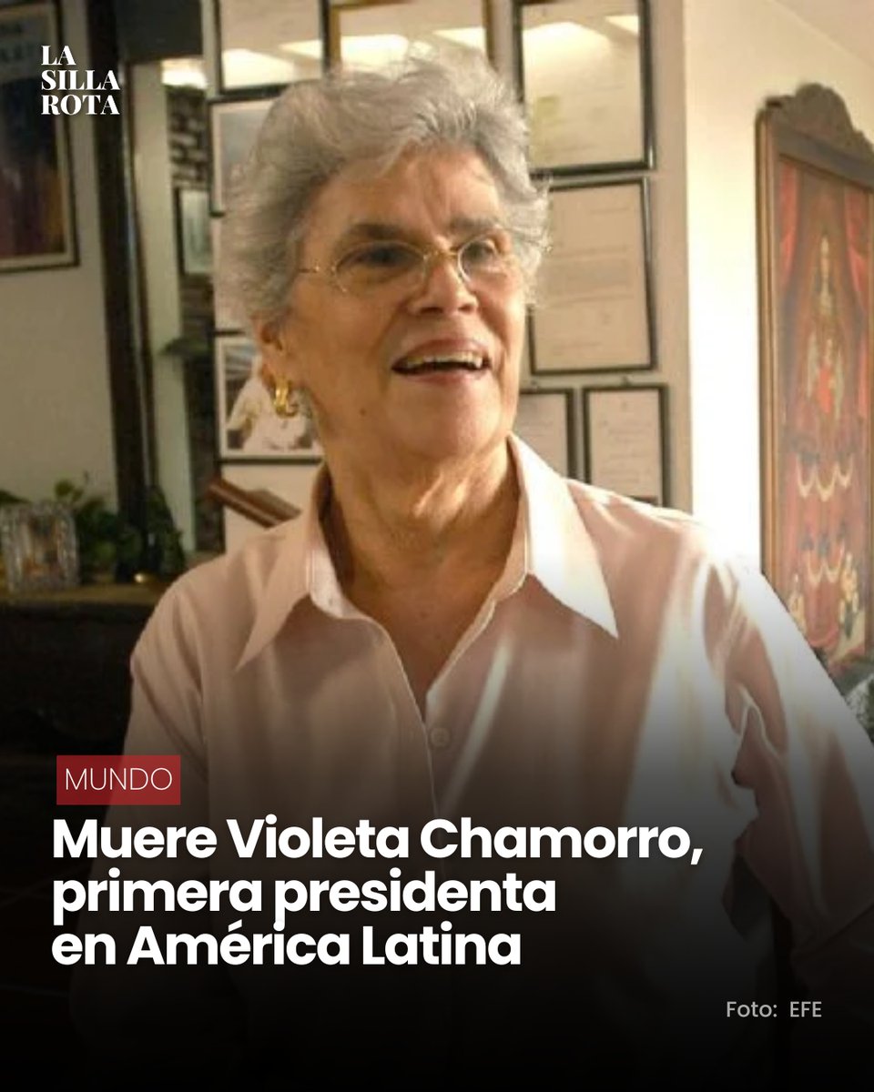 🕊️ Violeta Chamorro, la primera mujer presidenta elegida democráticamente en América Latina, falleció este 14 de junio a los 95 años en Costa Rica, donde vivía exiliada desde 2023.

Fue símbolo de reconciliación en Nicaragua, al asumir la presidencia en 1990 tras una guerra civil