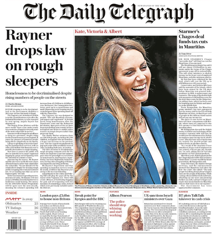 serapaaydin's tweet photo. Kate Middleton through Anadolu's lens, featured on the front page of The Daily Telegraph — June 11, 2025
#UKPolitics #FrontPageNews
#KateMiddleton #RoyalVisit
#MediaWatch #PrintJournalism
📸Raşid Aslım @rasidaslim @anadoluimages https://t.co/DACOxkCPxG