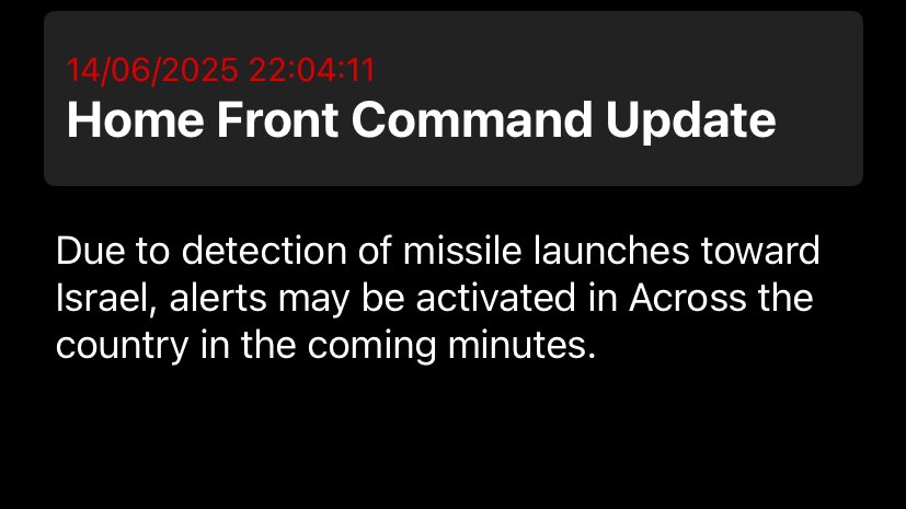 MenchOsint's tweet image. 🚨⚡️BREAKING: Iran launches a wave of Ballistic Missiles &amp;amp; Drones towards Israel (23h04)

Sirens will sound in ≈ 7-8 minutes.