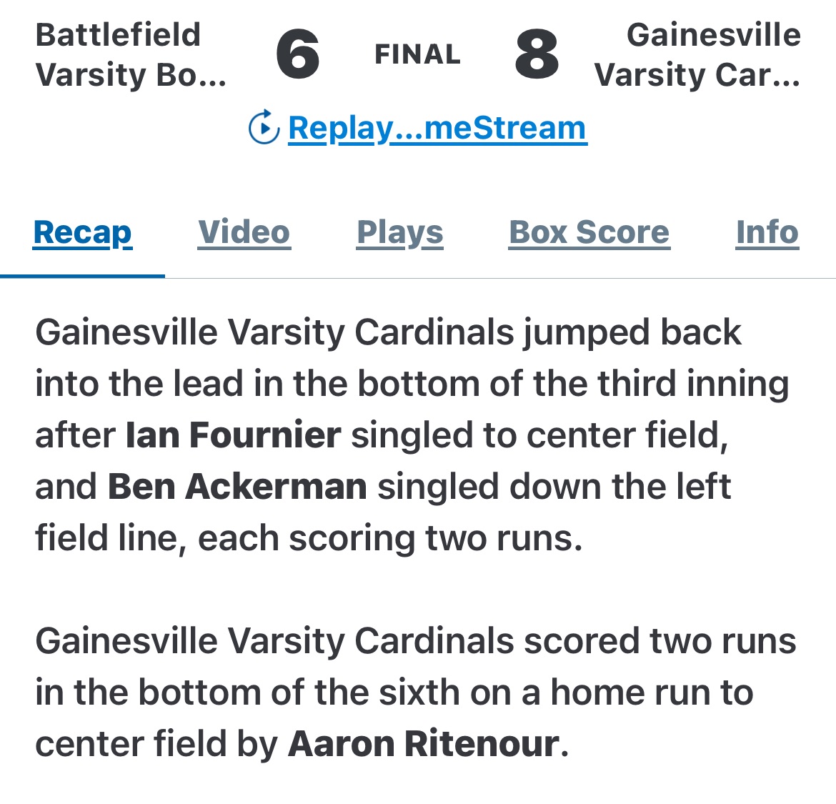 Congrats <a href="/G_villeBaseball/">Gainesville Baseball</a>.  State Champions! Shout out 2026s <a href="/IanFournier50/">Ian Fournier</a>, Rit (💣...the winning runs) and Matthew E. 👊