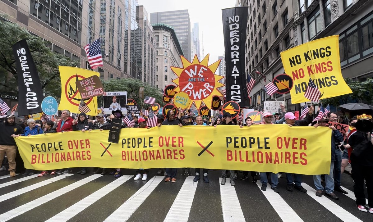 No Kings in the USA! 
The people have the power, not the billionaires. We marched through Manhattan, NYC with tens of thousand of protesters to stand up against Donald Trump. 
#NoKings #NoKingsNYC