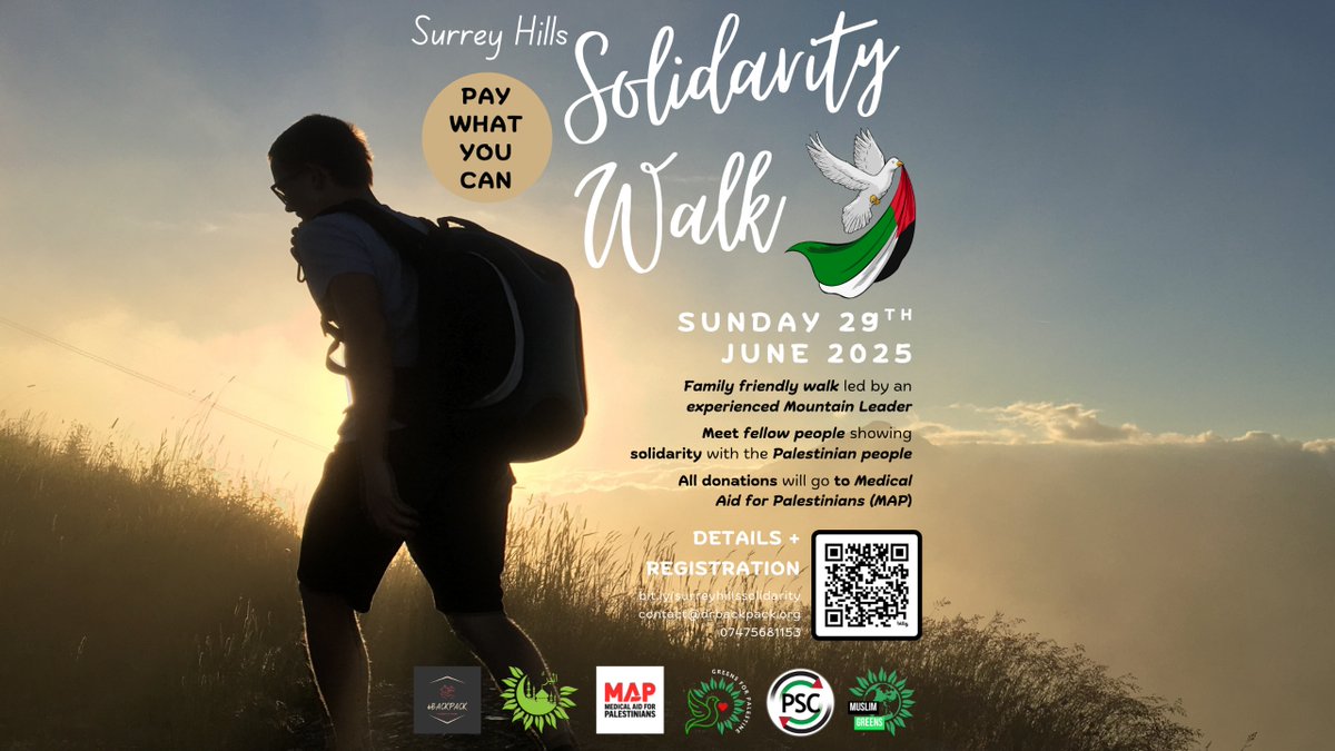Donate to <a href="/MedicalAidPal/">Medical Aid for Palestinians</a> + join the Surrey Hills Solidarity Walk on 29th June for FREE! Support my friend Surgeon Goher Rahbour + colleagues at Nasser Hospital (last standing south Gaza) facing INCREASED starvation, violence + imminent COLLAPSE/INVASION👉gofund.me/ddb71ceb