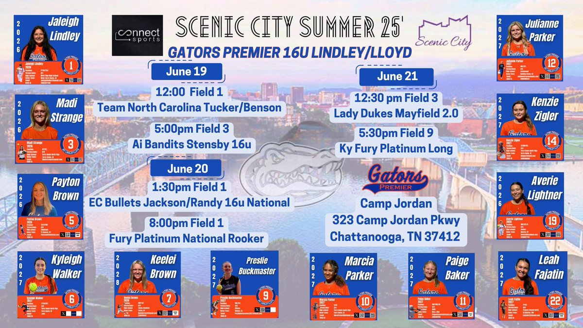 Kenzie Zigler (@kenzie_zigler14) on Twitter photo Excited to head back to Scenic City next weekend!
<a href="/GatorsPremier08/">GatorsPremierLindley/Lloyd</a> <a href="/Gators08Lindley/">Jake Lindley</a> <a href="/CoachWThees/">Windy Thees</a> <a href="/CoachPena_BSU/">Helen Peña</a> <a href="/CoachMFrezzotti/">Magali Frezzotti</a> <a href="/Coach2K_OSU/">Kirin Kumar</a>
<a href="/CoachStanton/">Shonda Stanton</a> <a href="/Coach_pooch/">Mike “Pooch” Perniciaro</a> <a href="/CoachArchibald/">Tara Archibald</a> <a href="/2Ganeff/">Kris Ganeff</a>
<a href="/BUsoftballcoach/">Scott Hall</a> <a href="/UKCoachLawson/">Rachel Lawson</a> <a href="/coachferrell15/">Ben Ferrell</a> Excited to head back to Scenic City next weekend!
<a href="/GatorsPremier08/">GatorsPremierLindley/Lloyd</a> <a href="/Gators08Lindley/">Jake Lindley</a> <a href="/CoachWThees/">Windy Thees</a> <a href="/CoachPena_BSU/">Helen Peña</a> <a href="/CoachMFrezzotti/">Magali Frezzotti</a> <a href="/Coach2K_OSU/">Kirin Kumar</a>
<a href="/CoachStanton/">Shonda Stanton</a> <a href="/Coach_pooch/">Mike “Pooch” Perniciaro</a> <a href="/CoachArchibald/">Tara Archibald</a> <a href="/2Ganeff/">Kris Ganeff</a>
<a href="/BUsoftballcoach/">Scott Hall</a> <a href="/UKCoachLawson/">Rachel Lawson</a> <a href="/coachferrell15/">Ben Ferrell</a>