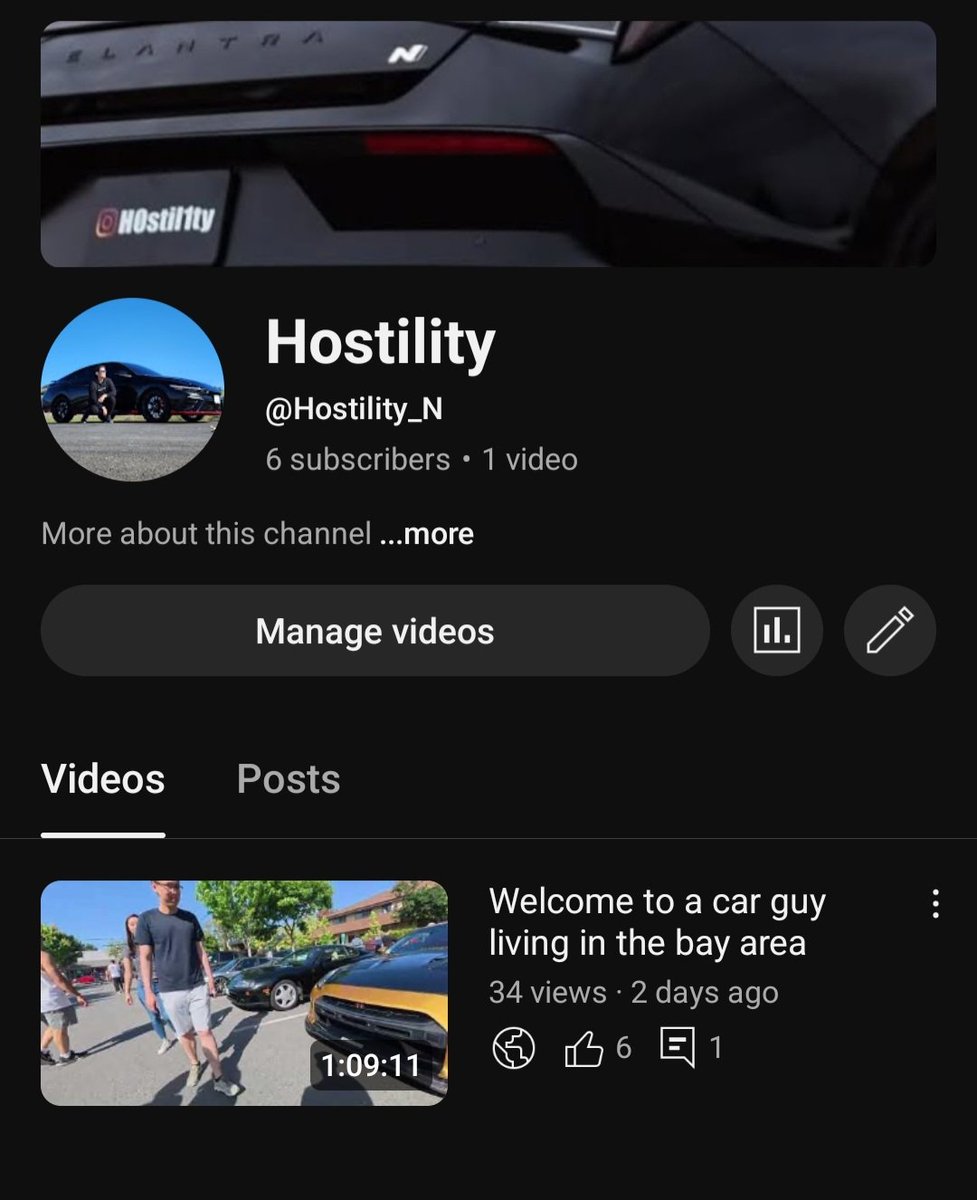 Made a new YouTube channel for car content, would be awesome if ya'll check out the first video I posted, 1 hour of 4k content! Youtube.com/@hostility_n